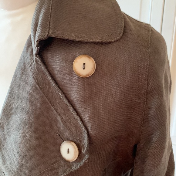 Unmarked Italian Linen Cropped Military Style Jacket - size 0 - Picture 2 of 10